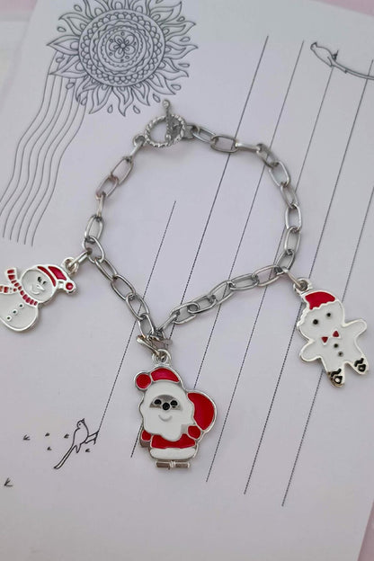 New Year's Bracelet with 3 Charm Pendants