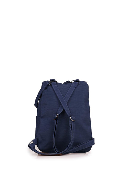 Crinkle Fabric Two-Compartment Backpack