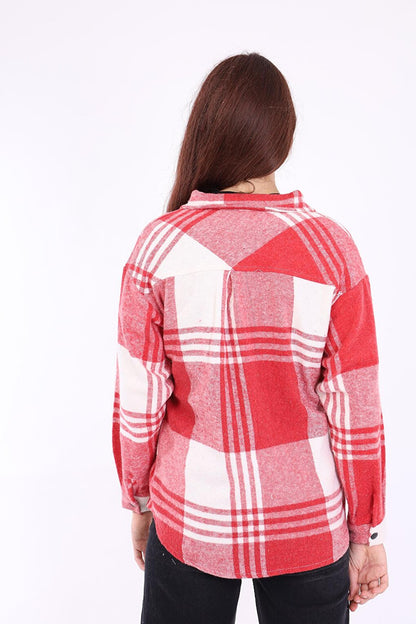 Girl's Pleated Back Plaid Shirt Lx176