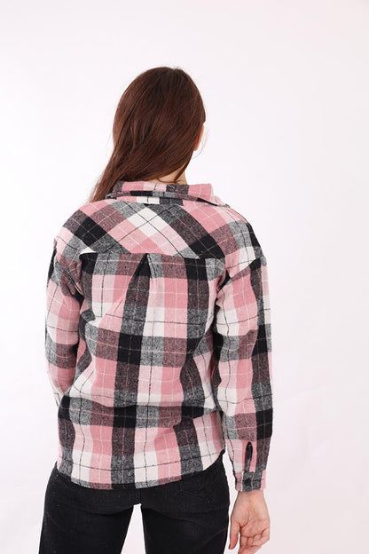 Girl's Pleated Back Plaid Shirt Lx176