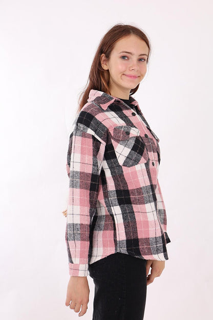 Girl's Pleated Back Plaid Shirt Lx176