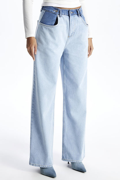 Light Blue Wide Leg Relaxed Fit Jean