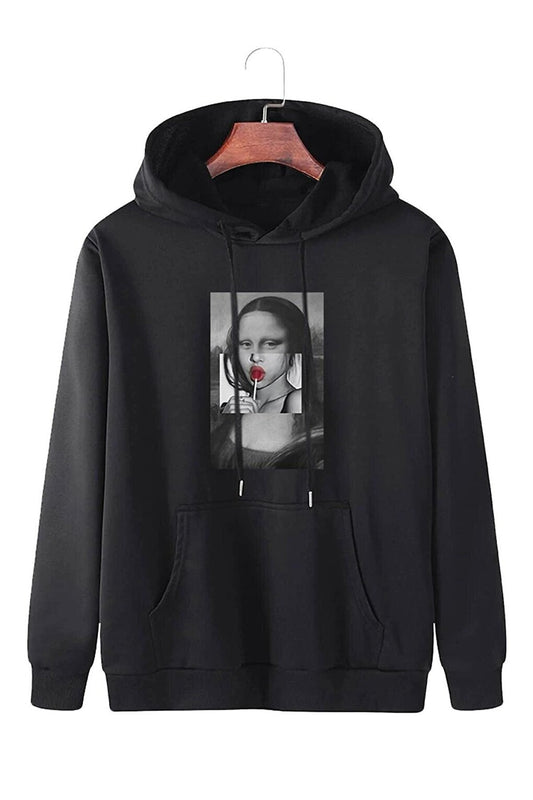 Women's Black Monalisa Printed Oversize Sweatshirt