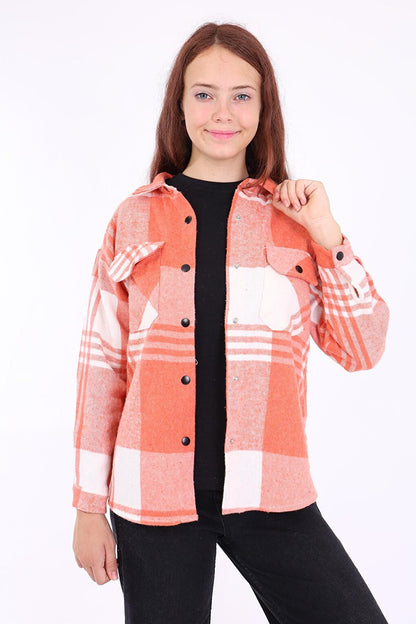 Girl's Pleated Back Plaid Shirt Lx176