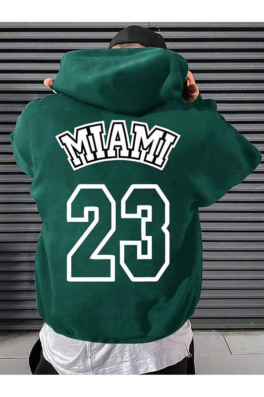 Women's Green Miami 23 Printed Hooded Sweatshirt