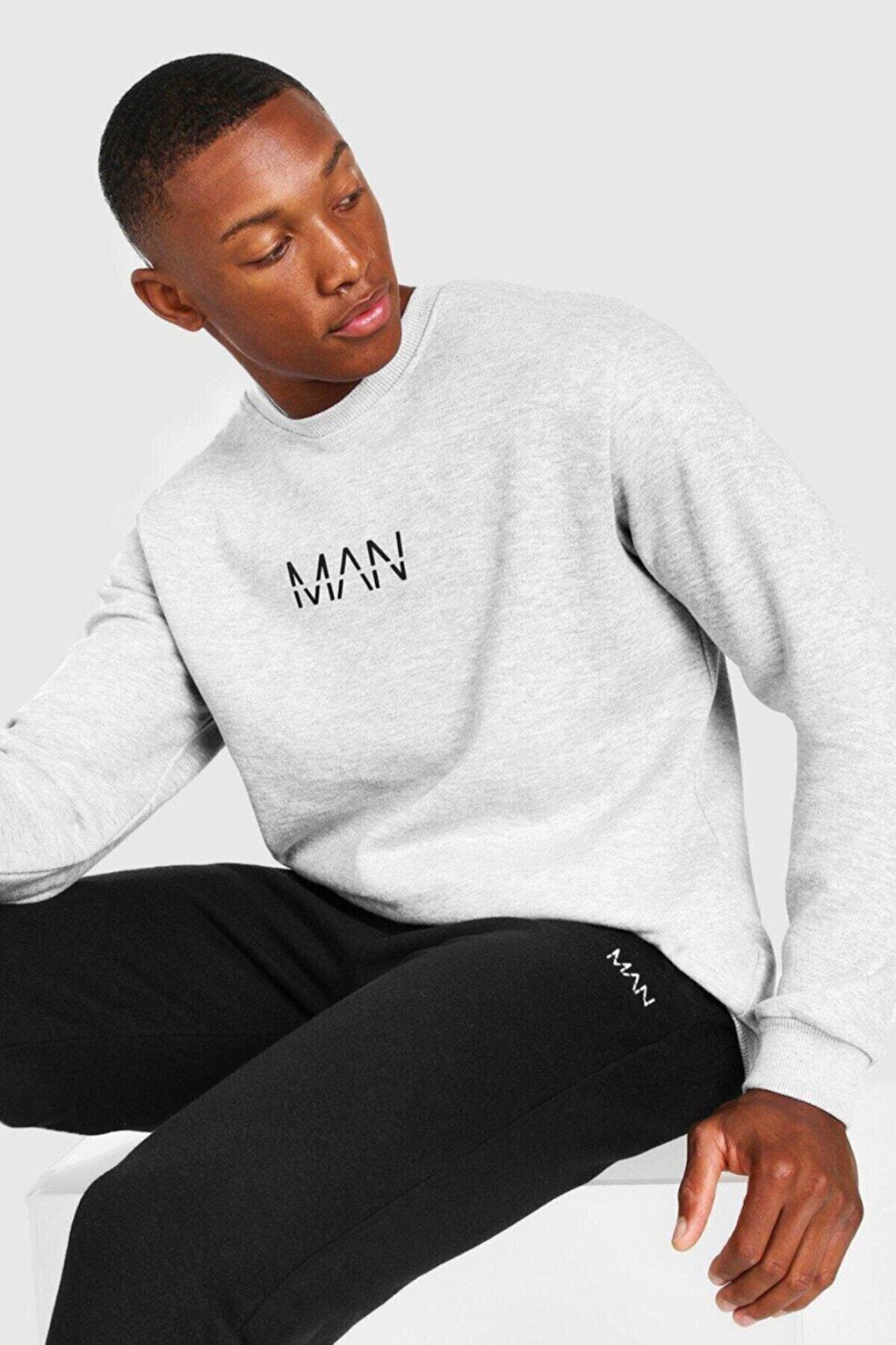 Men's GRAY Man Printed Oversize Sweatshirt