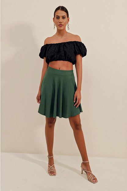 1885 Flared Mini Skirt - Emerald Green