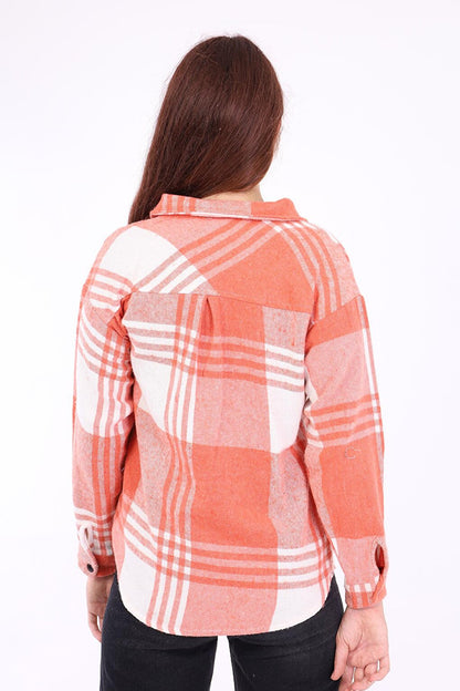 Girl's Pleated Back Plaid Shirt Lx176