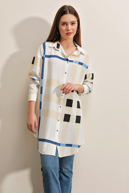 5599 Patterned Tunic - Dark Blue