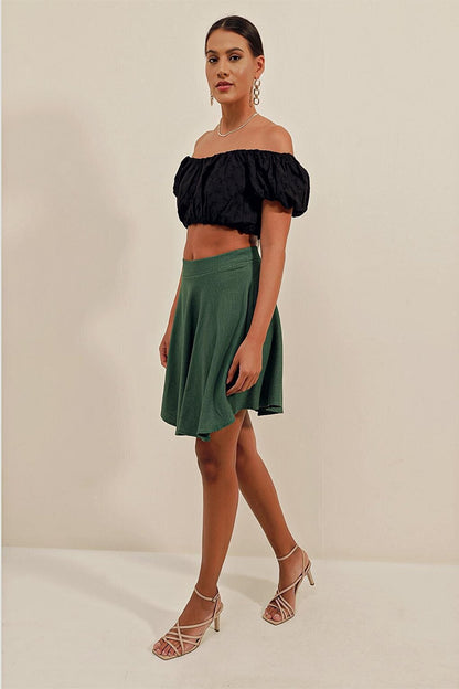 1885 Flared Mini Skirt - Emerald Green