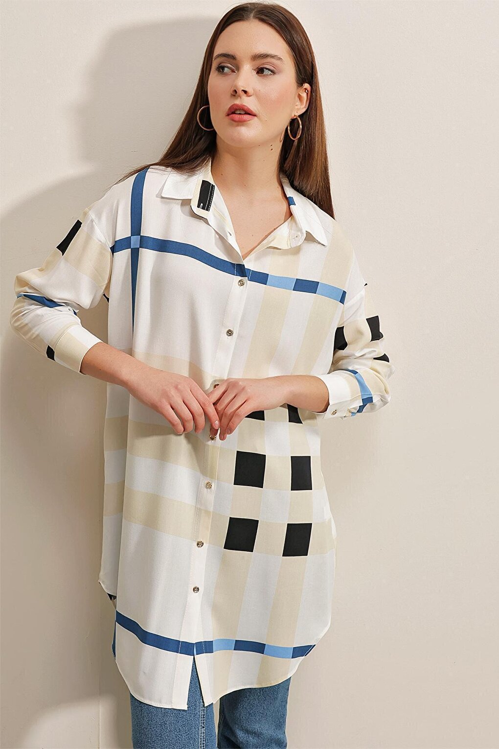 5599 Patterned Tunic - Dark Blue