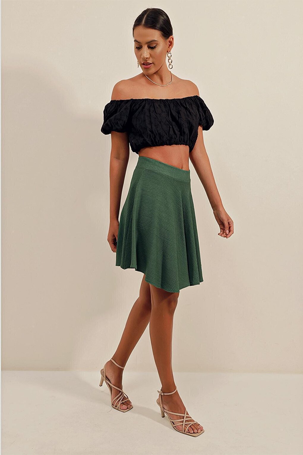 1885 Flared Mini Skirt - Emerald Green