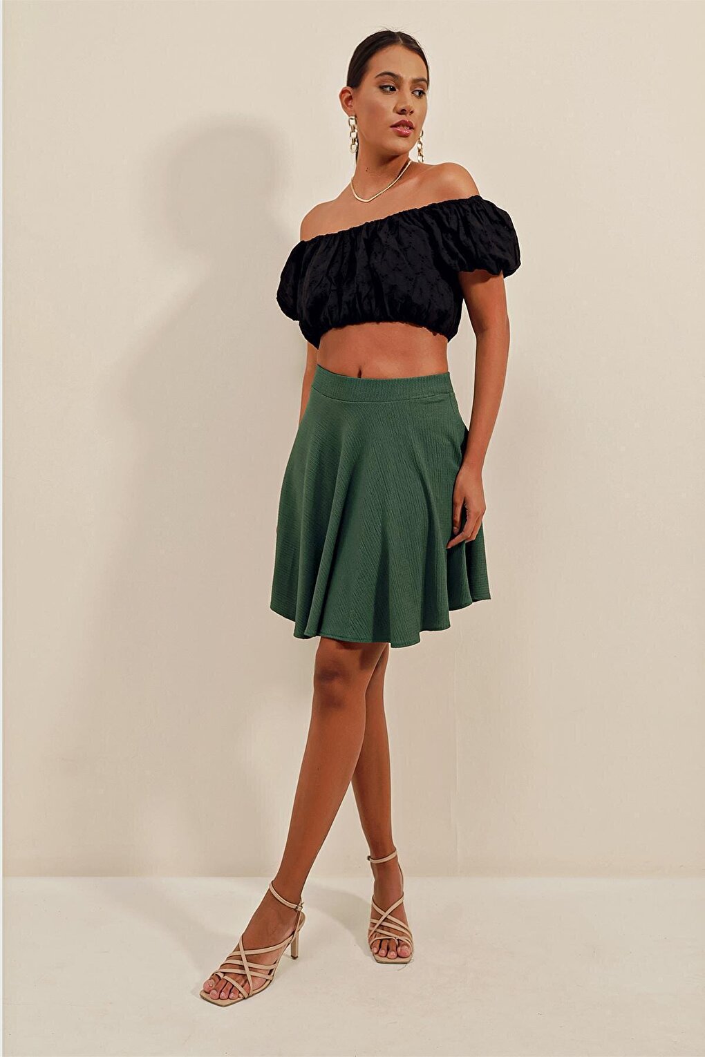 1885 Flared Mini Skirt - Emerald Green