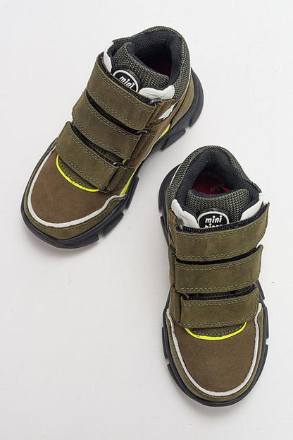 Boy's Khaki Genuine Leather Anatomical Trekking Boots