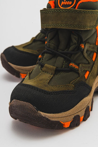 Boy's Khaki Genuine Leather Anatomical Trekking Boots