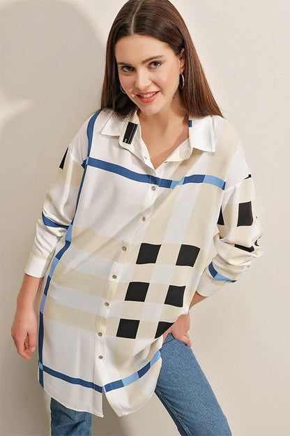 5599 Patterned Tunic - Dark Blue