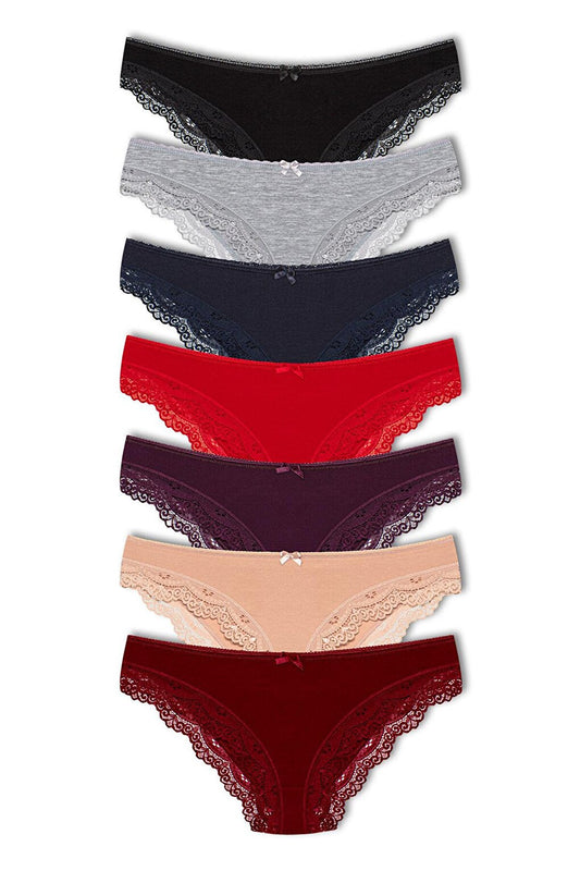 Cotton Low Waist Lace Basic Women's Panties 7-pack