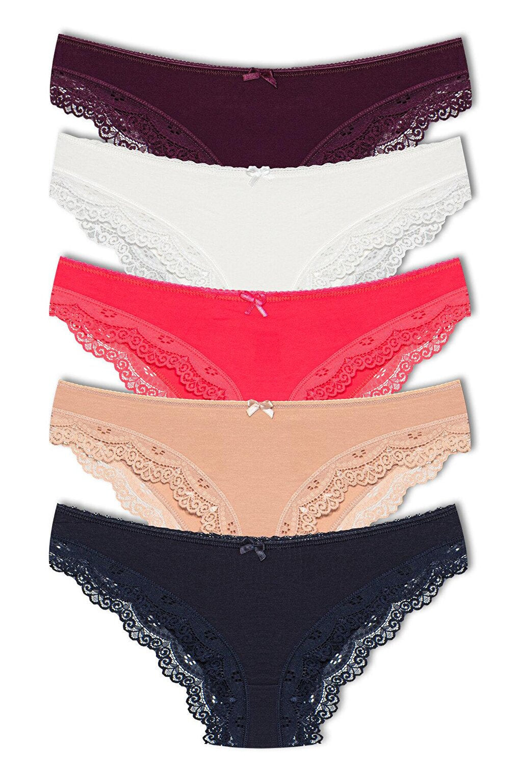 Cotton Low Waist Lace Basic Women's Panties 5-pack