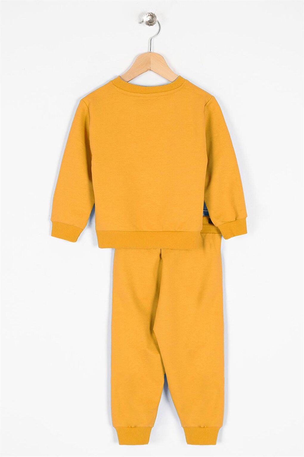 Boy's Mustard Colored Bear Detailed Tracksuit Set