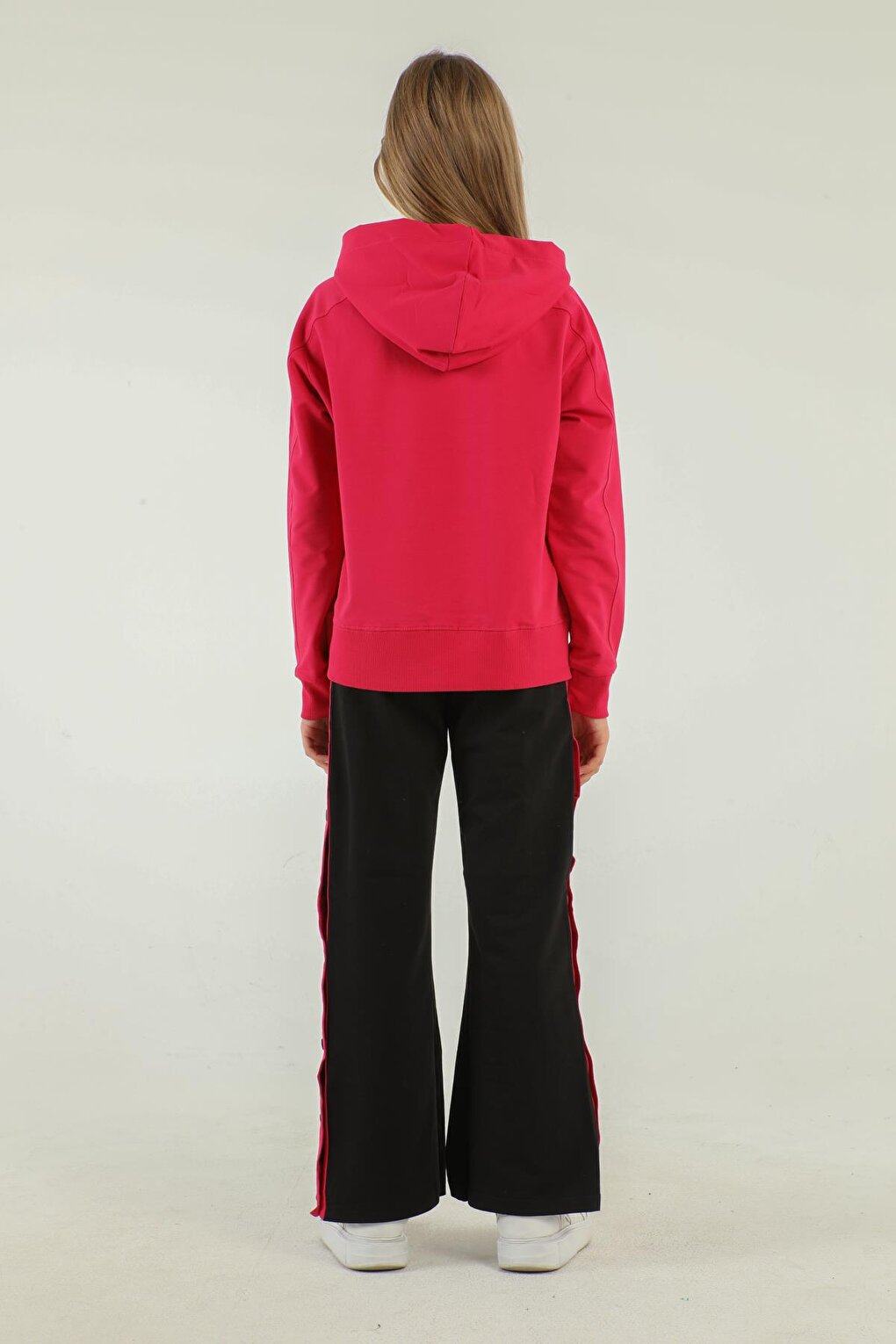 Hooded Girls Tracksuit Set with Snap Detail