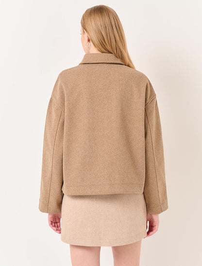 Beige Long Sleeve Stylish Cashew Jacket