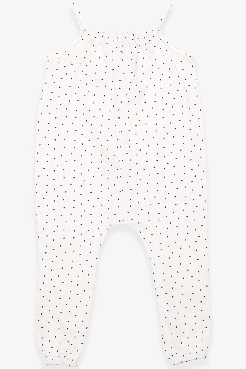 Girl's Jumpsuit Heart Patterned White (4-9 Years)