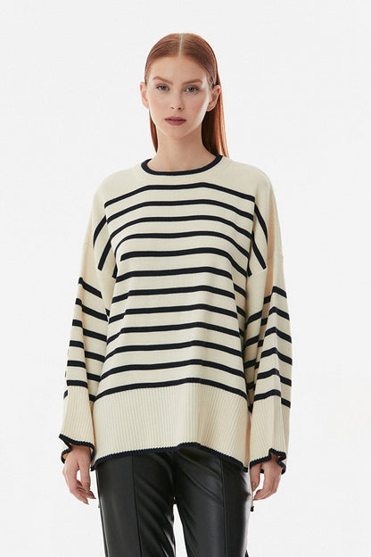 Striped Crew Neck Oversize Sweater