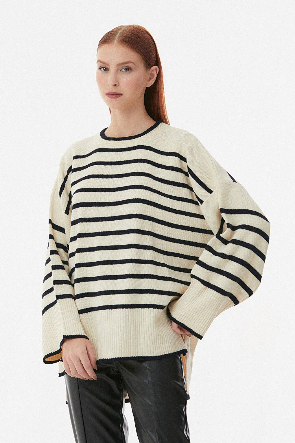 Striped Crew Neck Oversize Sweater