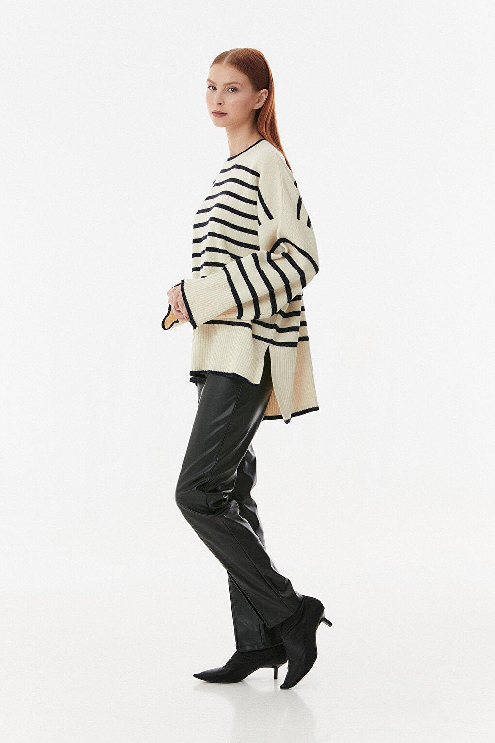 Striped Crew Neck Oversize Sweater