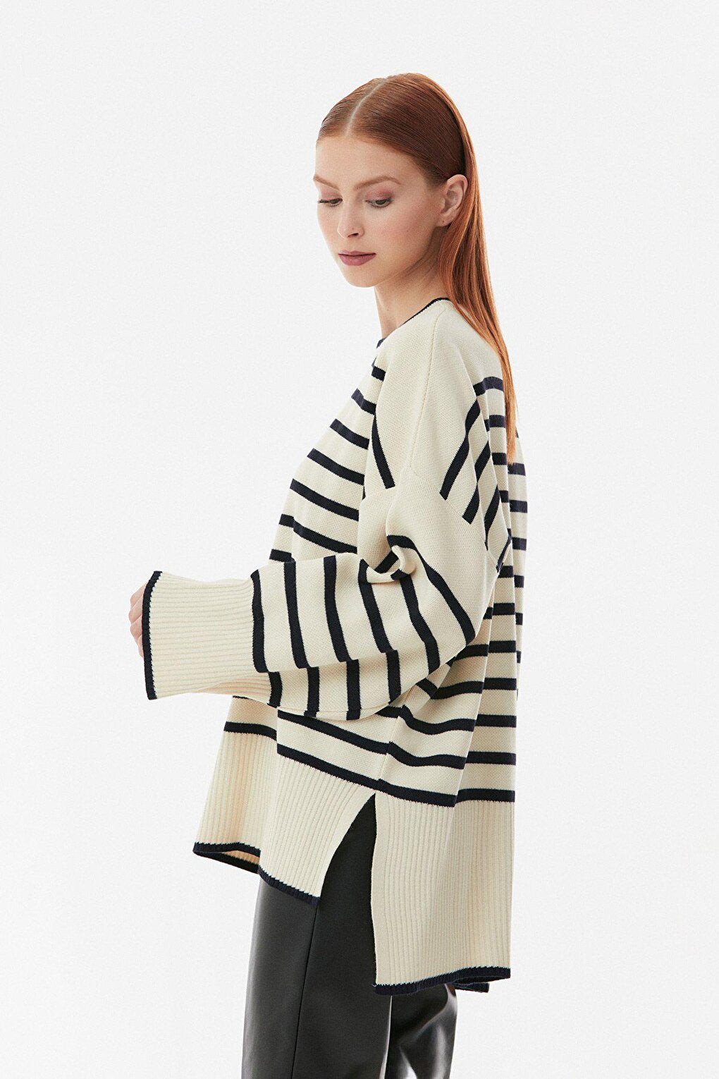 Striped Crew Neck Oversize Sweater