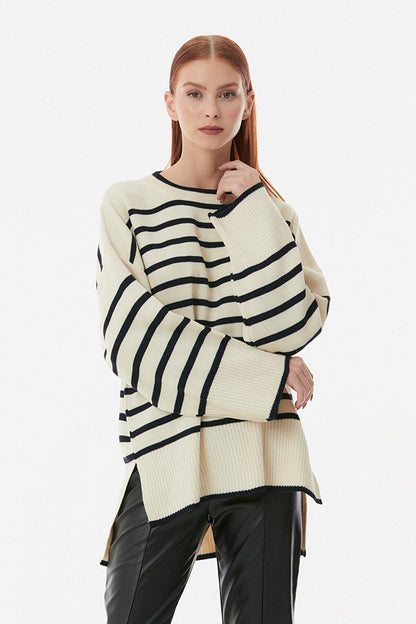 Striped Crew Neck Oversize Sweater