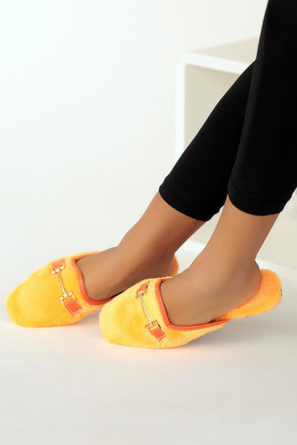 Women's Home Slippers with Closed Front Buckle 001-1528-22