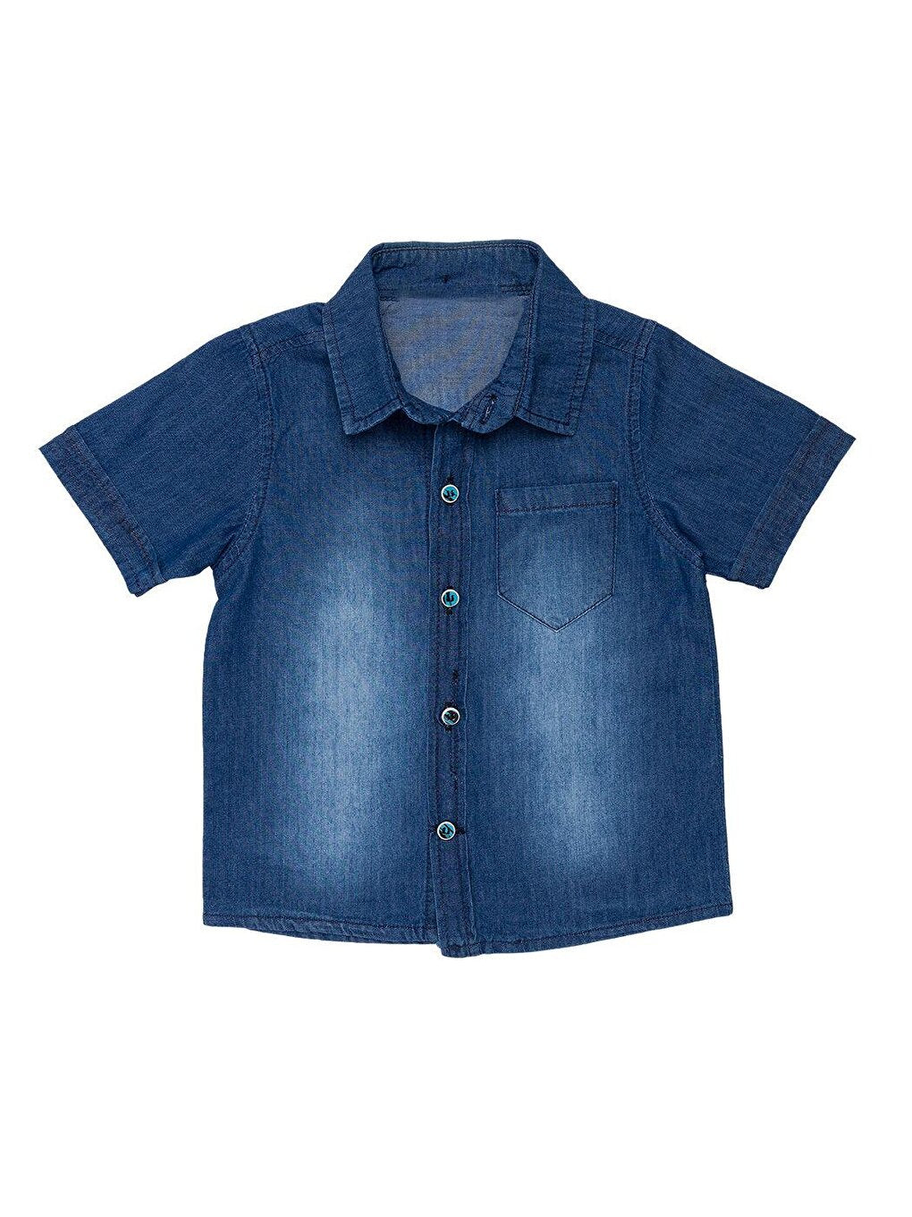 Boy's Solid Color Fabric Buttoned Shirt with Pockets