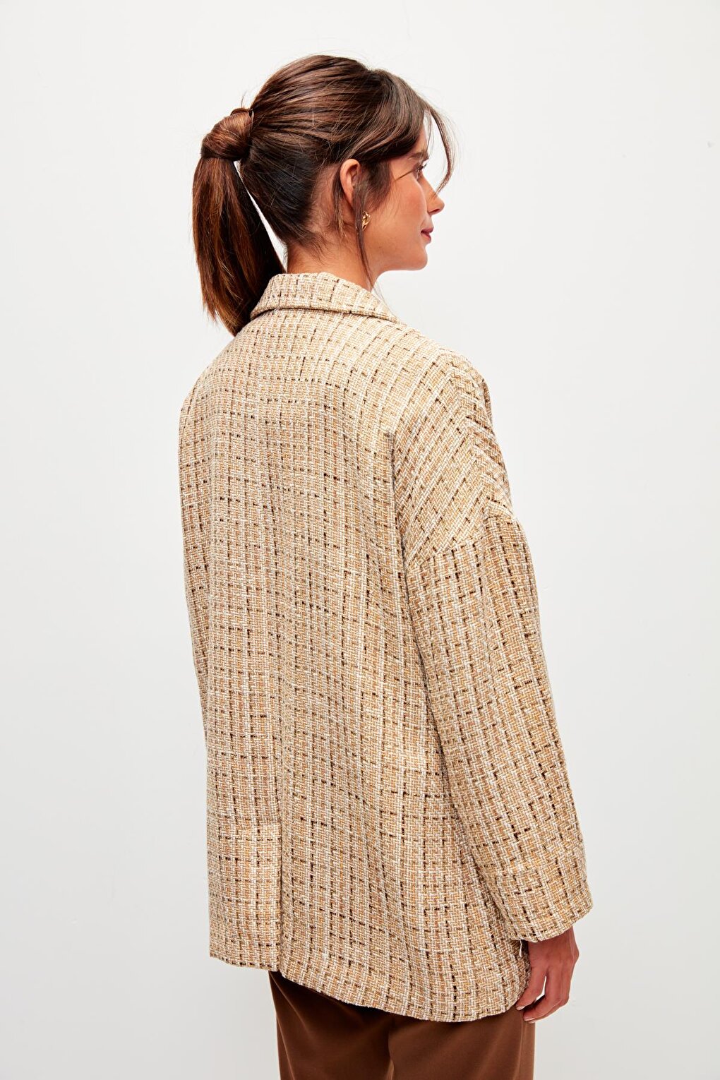 Cream Tweed Comfortable Fit Jacket