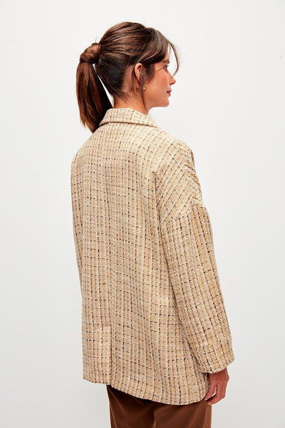 Cream Tweed Comfortable Fit Jacket