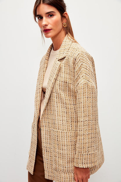 Cream Tweed Comfortable Fit Jacket