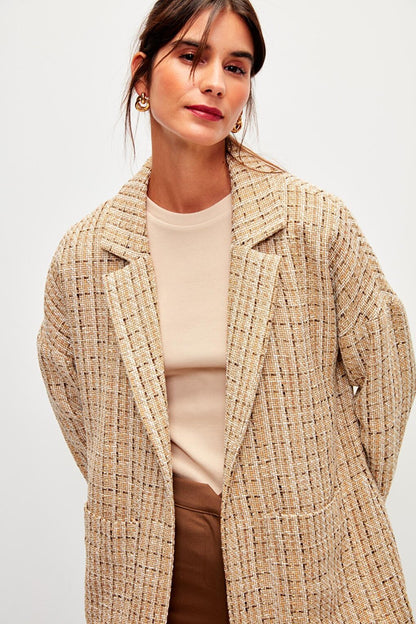 Cream Tweed Comfortable Fit Jacket