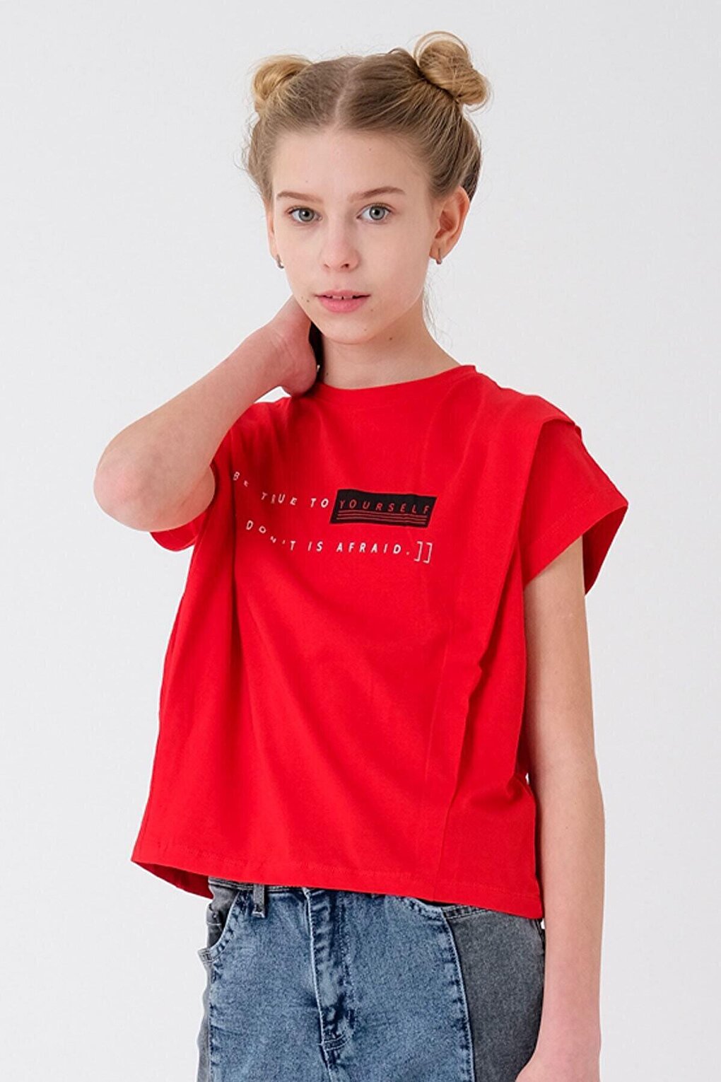 Girl's Shoulder Pleated T-Shirt 7-14 Years