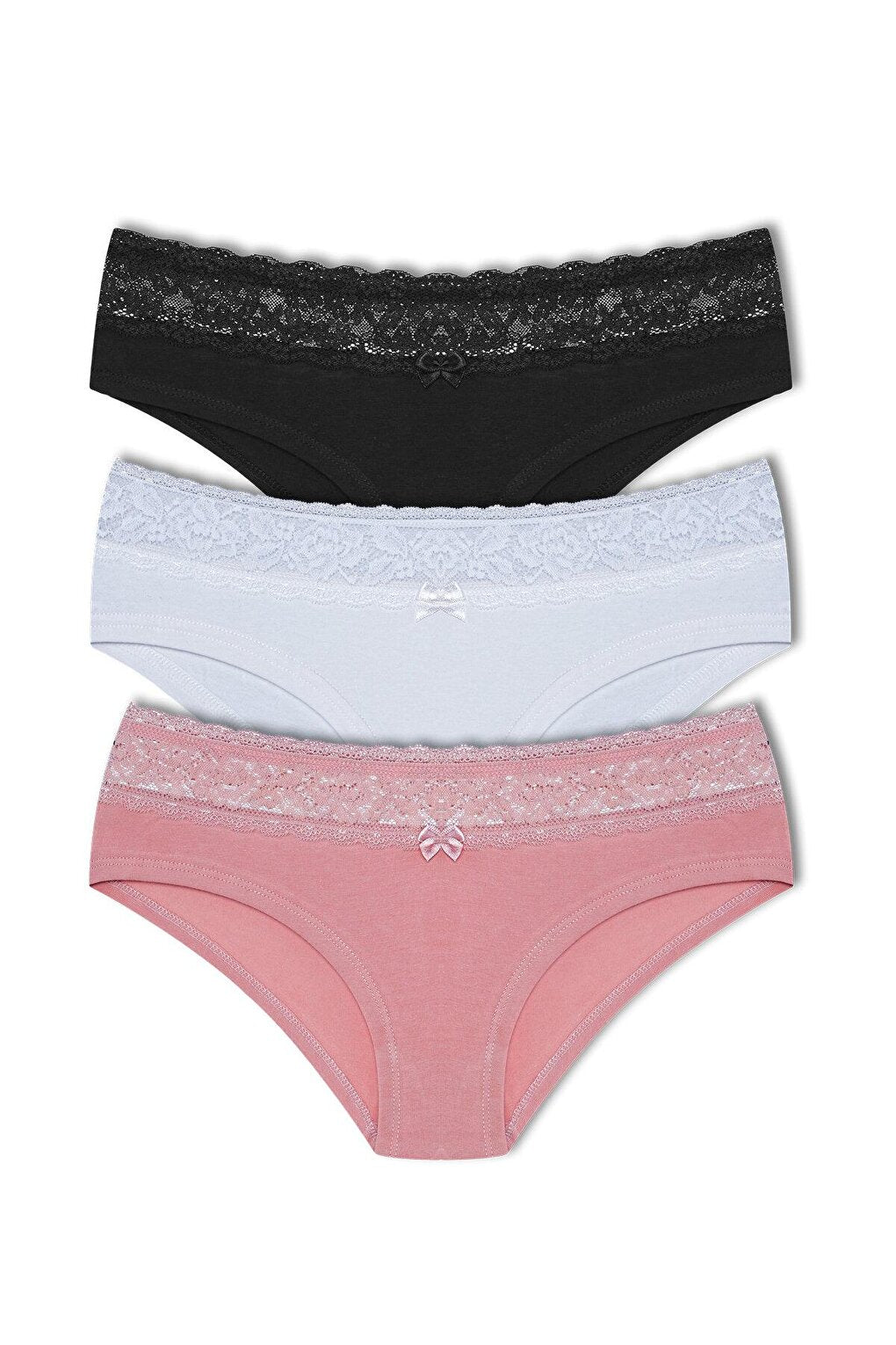 Cotton Waist Lace Detailed Hipster Women's Panties 3-Piece