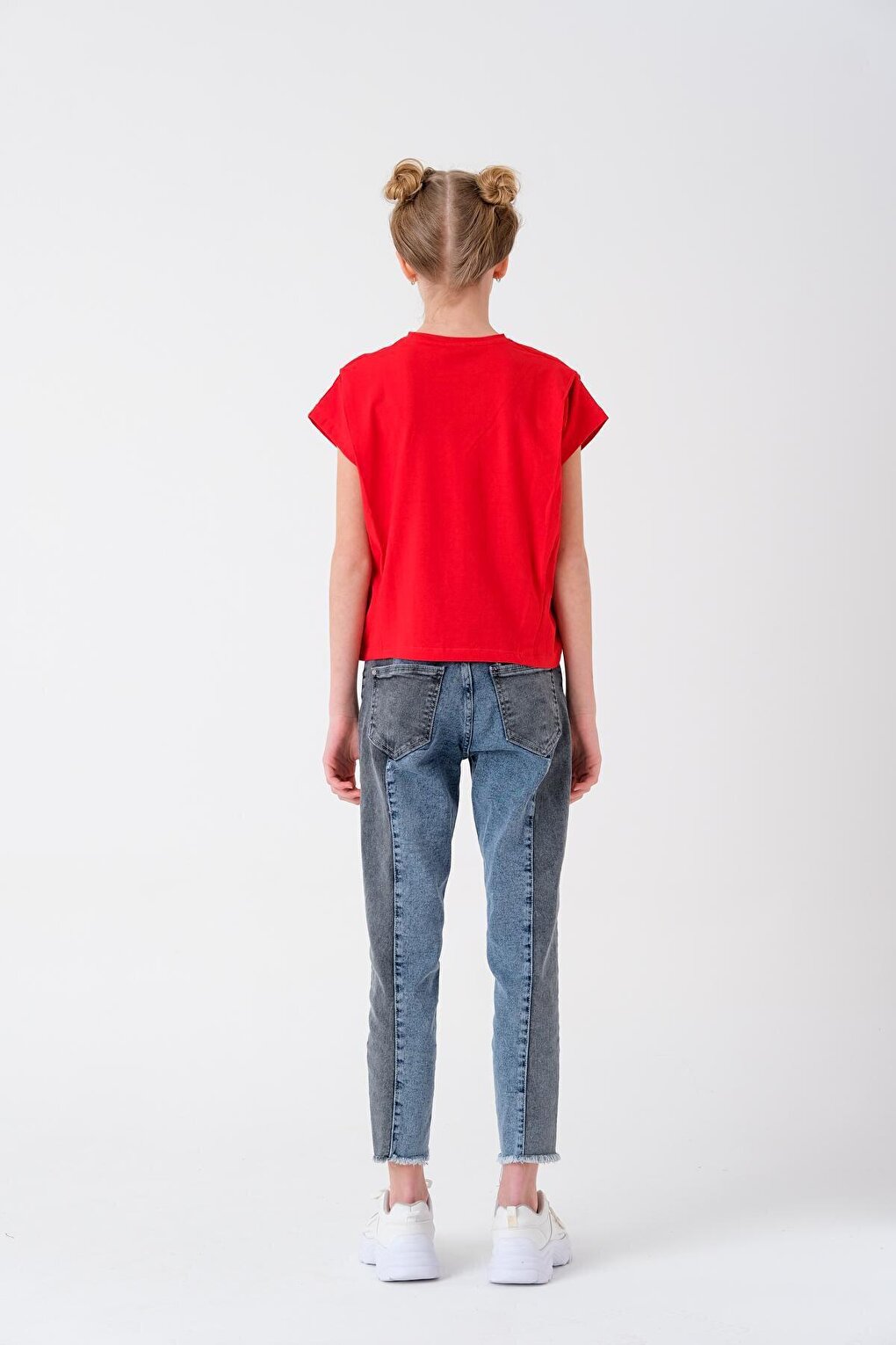 Girl's Shoulder Pleated T-Shirt 7-14 Years