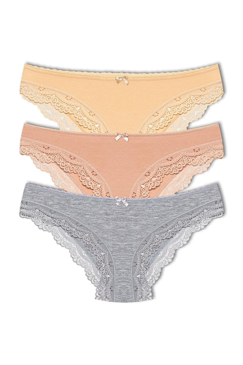 Cotton Low Waist Lace Basic Women's Panties 3-Piece