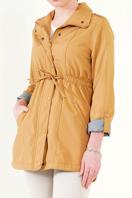 10322 Gathered Waist Trench Coat - Camel