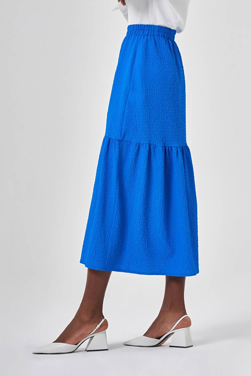 Jacquard Textured Blue Skirt