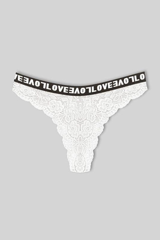 Brazilian Cut Lace LOVE Elastic High Waist Women's Panties