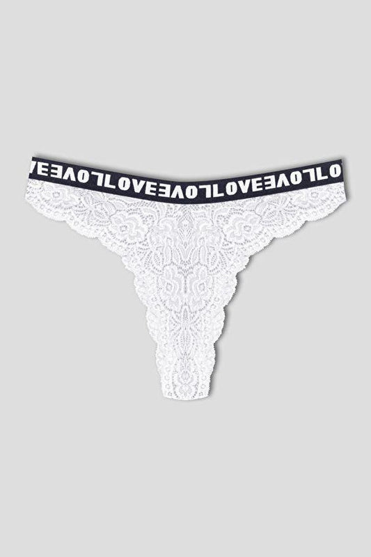 Brazilian Cut Lace LOVE Elastic High Waist Women's Panties