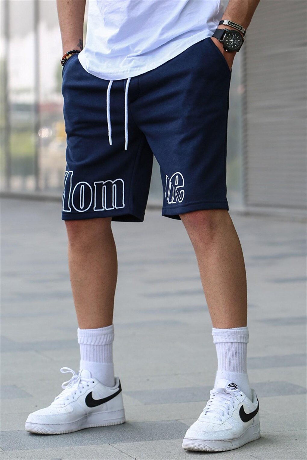 Men's Printed Navy Blue Capri Shorts 5439