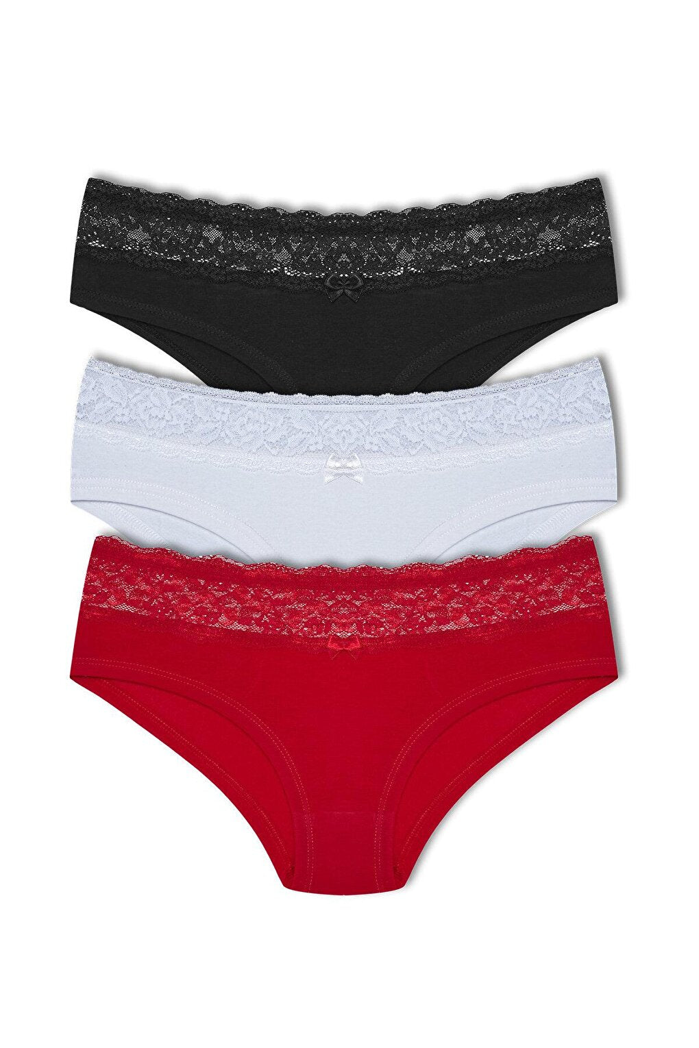 Cotton Waist Lace Detailed Hipster Women's Panties 3-Piece