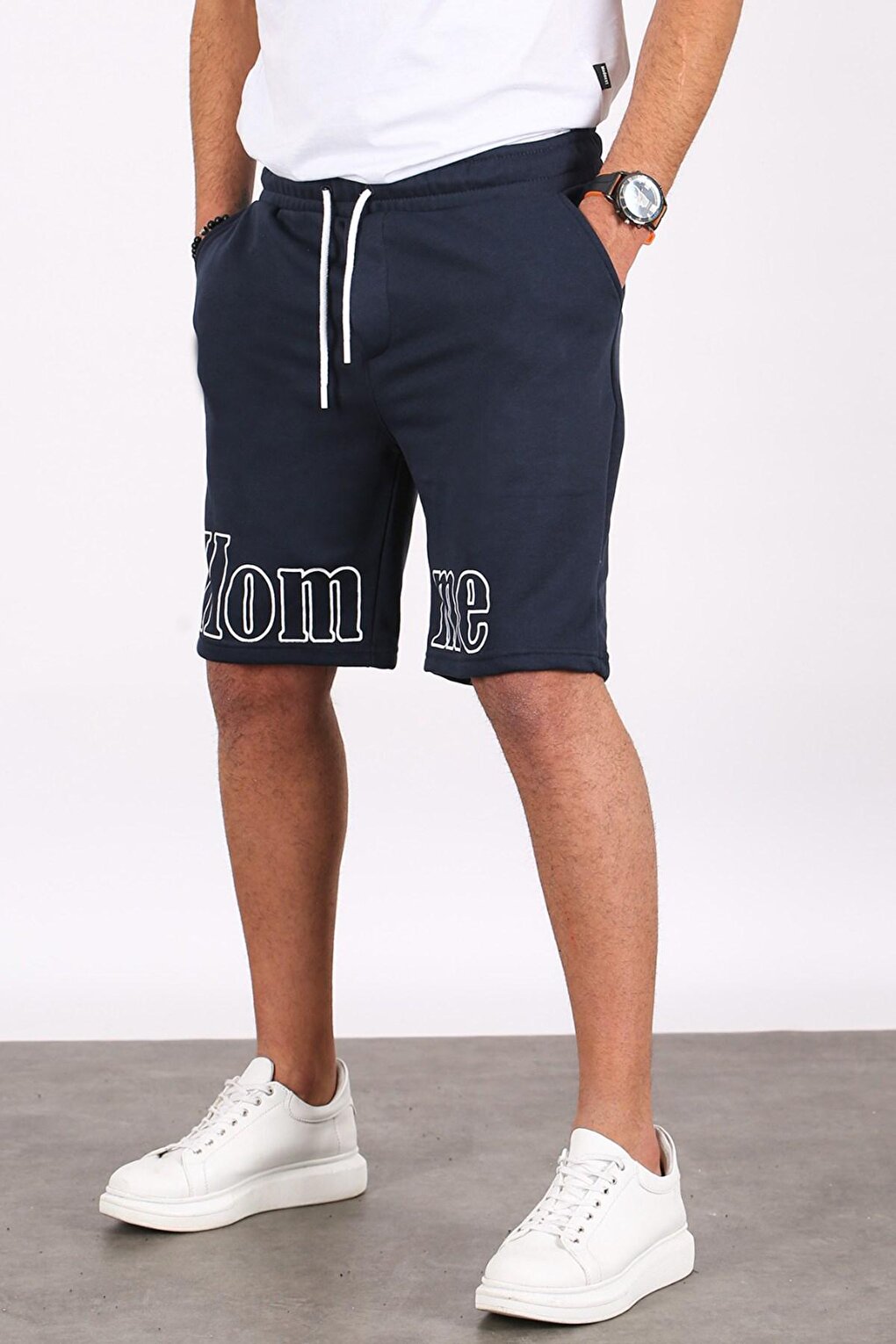 Men's Printed Navy Blue Capri Shorts 5439