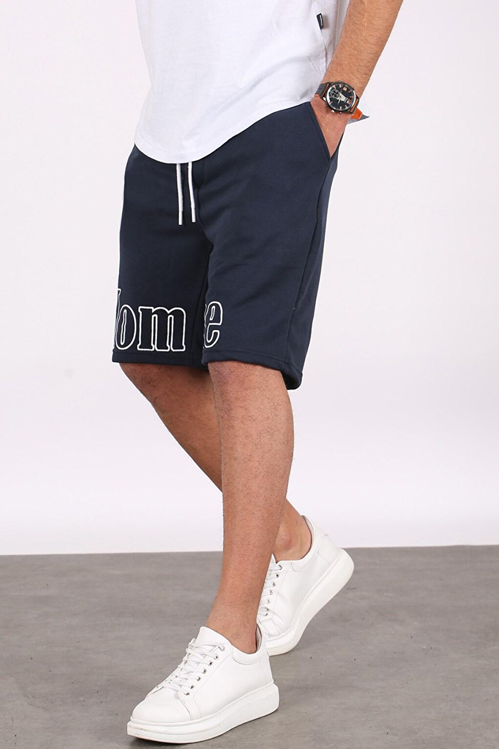 Men's Printed Navy Blue Capri Shorts 5439