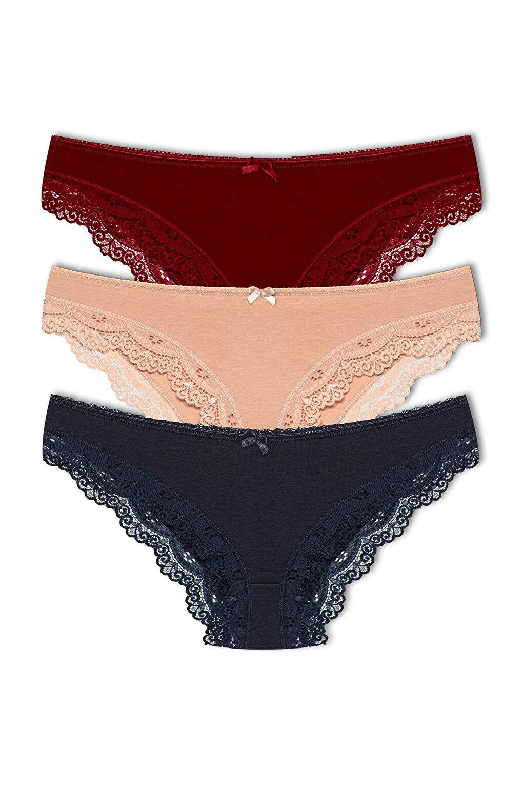 Cotton Low Waist Lace Basic Women's Panties 3-Piece